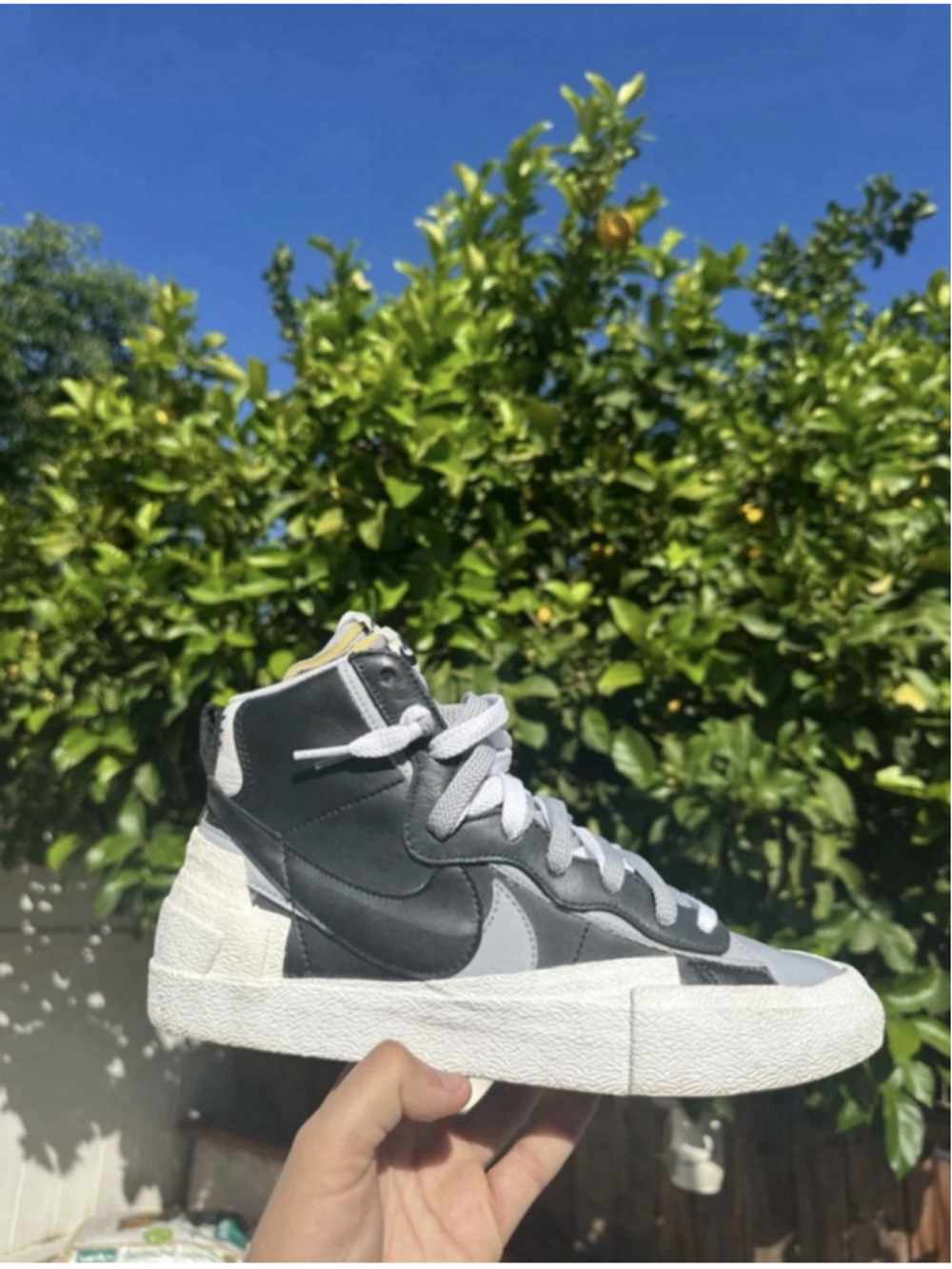 Men's Nike Blazer Mid Sacai Black Grey Size 8 Sneakers